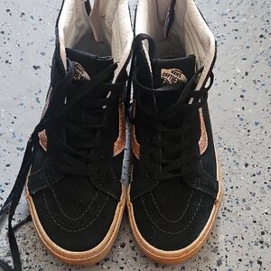 Kids Vans High-Top Sneakers Black with Gold Glitter Accents